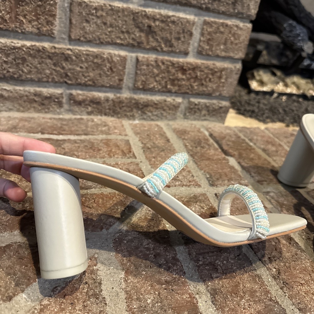 Dolce Vita Womens Nolah Beaded Sandals Mint Multi Leather Block Heel Slides 8.5 - Picture 4 of 15